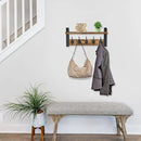 Sorbus Coat Hooks Wall Mount with Shelf – 16 Inch Coat Rack Wall Mount with 5 Heavy Duty Hooks – Floating Wall Shelf with Hooks for Entryway, Bathroom, Bedroom, Kitchen, or Mudroom (Rustic Brown) by CozyNest Decor