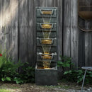 SunJet 4-Tiers Modern Cascading Indoor/Outdoor Fountains and Waterfalls with LED Lights - 39.3" High Large Water Fountain for Garden, Patio, Yard, and Deck Decor - Relaxing Water Fountain Outdoor by GreenHaven Gardens