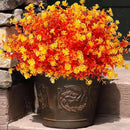 12 Bundles Artificial Fall Flowers No Fade Faux Autumn Plants, Fake Indoor Outdoor Greenery Decorations for Thanksgiving Christmas Wedding Party Home Garden Fireplace Décor (Fall Orange) by CozyNest Decor