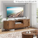 70" Fluted TV Stand for Tvs up to 80", Mid-Century Modern Entertainment Center with Drawers and Fluted Doors, Curved TV Media Console Table with Sliding Doors for Living Room, Bedroom (70") by CozyNest Decor