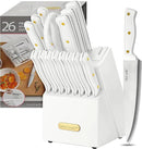 McCook® Knife Sets, White High Carbon Stainless Steel Kitchen Knife Sets with with Built-in Sharpener by CozyNest Decor