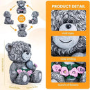 Solar Garden Outdoor Statues Bear with Heart and Pink Flower and 5 LED Lights-Lawn Decor Bear Statue for Patio, Balcony, Yard Ornament-Unique Valentine's Day and Housewarming Gifts for Mom, Women by GreenHaven Gardens