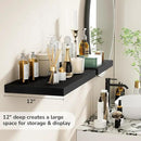 Fun Memories Floating Shelves - 2 Pack 12 Inch Rustic Wooden Wall Shelves - Extra Deeper & Thicker Wall Mounted Storage Shelf for Living Room, Kitchen, Farmhouse - 24" W x 12" D x 1.5"H - Rustic Black by CozyNest Decor