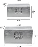 Galt International Storage Box Set Decorative Storage Box w/Hinged Lid Classic Design Wood Decor Boxes with Geometric Clasp Storage for Bedroom & Home - Set of 2 (Silver) by CozyNest Decor
