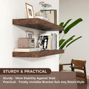 Floating Shelves - 2 Large Wall Mounted Shelves with Invisible Brackets, Long Wood Floating Wall Shelf for Living Room, Bedroom, Kitchen (Brown, 36" W x 9" D x 1.5" H) by TinyTreasures Baby Boutique
