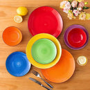 vancasso Bonita Dinnerware Set Muticolor Stoneware 18 Pieces Service for 6, Handpainted Spirals Pattern Stoneware Plates and Bowls Set by CozyNest Decor