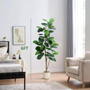 Artificial Fiddle Leaf Fig Tree, 6FT Tall Faux Ficus Lyrata Fake Tree in White Pot, Artificial Tree Indoor Decor, Fiddle Leaf Fig Tree Fake Plant for Home Office Living Room Decoration Modern by CozyNest Decor
