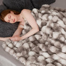 Touchat Luxury 1000GSM Faux Rabbit Fur Throw Blanket, Super Heavy Warm Cozy Grey Blankets for Couch Bed Sofa, Ruched Plush Fuzzy Elegant Soft Reversible Mink Blanket for Living Room Bedroom by CozyNest Decor