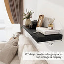 Black Floating Shelves 36 Inch Long, 12 Inch Deep Floating Shelves for Wall, 36 x 12 Shelves for Wall Storage & Display, 2" Thick Floating Shelf for Bathroom, Living Room, Bedroom, Set of 2 by CozyNest Decor