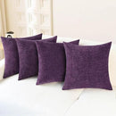 CaliTime Throw Pillow Covers Decorative 18 X 18 Inches Pack of 4 Cozy Chenille Cushion Cases for Couch Sofa Bed Living Room Home Plum Purple by CozyNest Decor