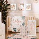 Personalized Nursery Crib Bedding Set: Custom Name 5 Piece Baby Crib Sets with Bohemian Flowers - Toddler Double Layer Blanket Set, Comfortable Crib Bed Sheets for Baby Gril by TinyTreasures Baby Boutique