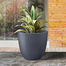 Kante 18 Inch Dia Round Concrete Planter, Indoor Outdoor Large Plant Pot with Drainage Hole and Rubber Plug for Home Patio Garden, Charcoal by GreenHaven Gardens