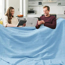 PHF 100% Cotton Waffle Blanket Oversized King 120"x120", Lightweight Breathable Extra Large 10'x10' Summer Blankets for Bed, Giant Big Luxury Aesthetic Woven Bedding for Home Decor, Sky Blue by CozyNest Decor