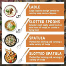 Pleafind 4-Pcs Cooking Utensils Set, Stainless Steel Kitchen Utensils with Wooden Hanlde, Kitchen Essentials Set Include Wok Ladle, Slotted Spoon, Wok Spatula and Slotted Spatula, Dishwasher Safe by CozyNest Decor