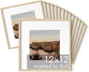 HAUS AND HUES Square Picture Frames Set - 15 Wooden Frames, 12x12 with Mat, Beige Oak Finish by CozyNest Decor