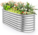 Giantex 5x3x2ft Raised Garden Bed, Large Metal Elevated Oval Planter Bed, 193 Gallon Capacity, Outdoor Planting Garden Box for Vegetable Flower Herb Grow (Silver) by GreenHaven Gardens