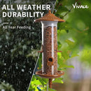 Vivace Hanging Bird Feeders, Easy to Fill 12" Tube Metal Bird Feeder for Outdoors, 4 Ports, with S Hook by CozyNest Decor