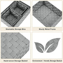 Woven Storage Baskets, Storage Bins, Cube Basket Container Baskets Storage Boxes Organizers for Clothes /Shelves/ Closet, Set of 6 (Grey) by TinyTreasures Baby Boutique