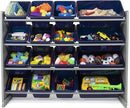 Humble Crew Supersized Toy Storage Organizer with 16 Removable Bins, Grey/Navy – Large Toy Storage for Toddlers Ideal for Kids' Rooms, Playrooms, and Nurseries - Modern Toy Bins for Kids by TinyTreasures Baby Boutique