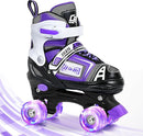 Adjustable Quad Skates for Kids, Teens, and Adults – Light-Up Wheels – Comfortable Fit, Secure Closure, Indoor and Outdoor Roller Skates for Boys and Girls by TinyTreasures Baby Boutique