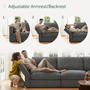 HONBAY Modular Sectional Sofa with Storage Corduroy Sleeper Sofa Modular Sectional Couches for Living Room,Dark Grey by CozyNest Decor