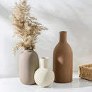 Ceramic Vases Set of 3, Modern Neutral Rustic Farmhouse Home Decor Pottery Pampas Decoration for Living Room, Table, Bathroom, Bedroom, Entryway - Brown by CozyNest Decor