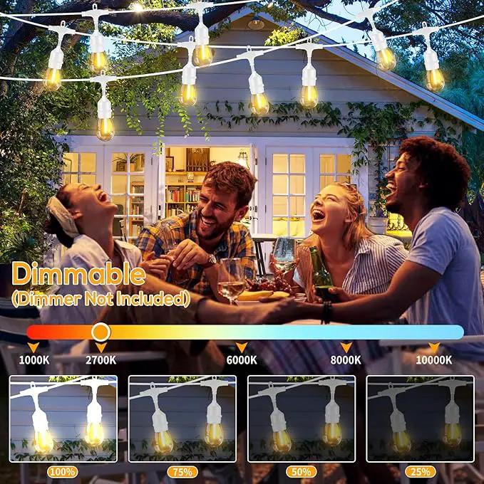 SUFEIMAS 100FT White Outdoor String Lights,IP65 Waterproof 30+2 Plastic LED Bulbs 2700K White Patio String Lights for Outside Porch, Pergola, Backyard, Bistro, Garden,Wedding Lights, photo 6 of 7