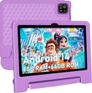 Tablet for Kids, 10.1 inch IPS HD Touchscreen Android 14 64 GB Storage, 8GB RAM, Octa Core Kids Tablet, Parental Controls, 12-hr Battery, WiFi, GPS - Purple by TinyTreasures Baby Boutique