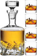 Voted Best High-End Whiskey Decanter 2024 by Food & Wine Magazine |1Hand-Blown Decanter & 4 Tumblers |Made in Europe |100% Lead-Free Crystal |Gift Box by CozyNest Decor