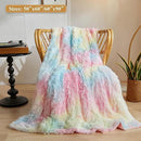 XeGe Luxury Faux Fur Blanket, Rainbow Soft Big Fluffy Throw, Shaggy Plush Decorative Couch Throw, Cute Furry Fuzzy Blanket for Bed Bedroom Living Room Rainbow, 60x90 by CozyNest Decor