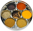 spice dabba Stainless Steel Indian Spice Box, Steel Masala Dabba, Double Lid Spice Container | Gift for Chefs | Size 8x8x2 In (Spice Box Only) by CozyNest Decor