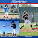 3-in-1 Baseball Set for Kids: Hanging Batting Tee + T Ball Stand Set Auto Ball Launcher for Toddlers & Youth Adjustable Height with 6 Balls 2 Bats Outdoor&Indoor Toys Sports Gifts for 3-12 Years Old by TinyTreasures Baby Boutique