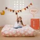 MAXYOYO Bean Bag Chair Bed for Kids, Convertible Bean Bag from Lazy Chair to Floor Bed, Fresh Cloud Design Cover, Stuffed Floor Sofa Couch for Boys and Girls, High-Density Foam Filling, Pink by CozyNest Decor
