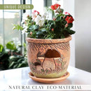 Ceramic Pot with Drainage Hole and Saucer, Plant Pots, Modern Decorative Planters for House Plants Indoor Flowers Plants, Cute Flower Pot - Gifts (Mushrooms) by CozyNest Decor