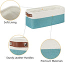 DULLEMELO Small Bathroom Closet Storage Baskets Canvas Fabric Storage Bins for Toilet 2 Pack Collapsible Home Organizer With Handles (White&Teal) by TinyTreasures Baby Boutique