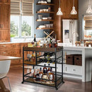 Bar Cart Industrial Kitchen Serving Carts for Home 3 Tier Storage Trolley with Wine Rack Glasses Holder Two Portable Trays Universal Casters with Brakes Rustic Rolling Cart Alcoholic Beverage by CozyNest Decor
