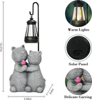Cat Garden Statues with Solar Lantern Romantic Resin Kitty Couple Holding Rose Funny Cat Decor Gifts for Women Cats Figurines for Yard Lawn Porch Patio Decor by GreenHaven Gardens