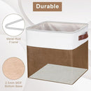 Collapsible Fabric Storage Cubes 11x11 Cube Storage Bins, 4 Pack Closet Baskets Box with Handles for Organizing, Shelf, Toys, Clothes, Home, Office, Nursery (Brown&White) by TinyTreasures Baby Boutique
