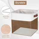 Collapsible Fabric Storage Cubes 11x11 Cube Storage Bins, 4 Pack Closet Baskets Box with Handles for Organizing, Shelf, Toys, Clothes, Home, Office, Nursery (Brown&White) by CozyNest Decor