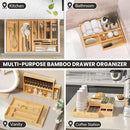 Kitchen Drawer Organizer Bins, Stackable Bamboo Drawer Organizer for Silverware, Flatware, Deep Office Desk Drawer Organizer Tray, Desktop Pen, Office Organization 9" x 6" x 2.5" (Set of 2) by CozyNest Decor