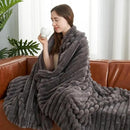 Amélie Home Faux Fur Throw Blanket for Couch, Cozy Fuzzy Fluffy Fur Luxurious Soft Striped Plush Gift Blankets for Family Sofa Chair Bed Living Room Bedroom, 55"x70", Charcoal Grey by CozyNest Decor