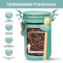 Home Intuition 4-Piece Ceramic Kitchen Canisters Set, Airtight Containers with Wooden Spoons Reusable Chalk Labels and Marker for Sugar, Coffee, Flour, Tea (Turquoise) by CozyNest Decor