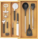 Lifewit Utensil Drawer Organizer, Expendable Cooking Silverware Tray for Kitchen Drawer, Bamboo Adjustable Cutlery Flatware Holder, Spatula Tools and Gadgets Storage Divider, 3 Compartments, Natural by CozyNest Decor