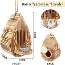 Wooden Butterfly House and Feeder, Hanging Butterfly House for Garden, Natural Butterfly Habitat with Butterfly Puddler for Outside Butterflies, Moths - Backdoor, Easy to Clean by GreenHaven Gardens