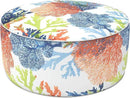 LVTXIII Outdoor Inflatable Ottoman, Patio Fade-Resistant Footrest Stool with Handle, Portable Round Ottoman Pouf for Patio Garden, Camping or Home Use, 21"x21"x9", Coral Multi by CozyNest Decor