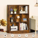 LEYAOYAO 7 Cube Bookshelf with Wood Base, Brown 3 Tier Mid-Century Modern Bookcase,Standing Wide Bookshelves Storage Organizer Shelf,Rustic Display Cabinet Book Shelves for Bedroom,Living Room,Office by CozyNest Decor