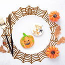 Sfcddtlg 6 Pcs Halloween Spider Web Placemats- 15"" Heat Insulation Halloween Placemats Spider Web Table Mats- Hollow Out Spiderweb Coasters Placemat for Dining Table Halloween Decoration (Brown) by CozyNest Decor