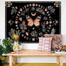 Fowocu Orange Butterfly Moon Flower Tapestry Boho Floral Plant Tapestries for Bedroom Aesthetic Tapastry's Wall Hanging Mandala Botanical Wall Tapestry for Living Room Dorm (Yellow, 80'' × 60'') by CozyNest Decor