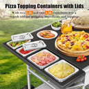 Pizza Oven Table with Topping Station, Outdoor Pizza Oven Cart, Grill Table for Outside, Grill Cart, Food Prep Work cart Fits for Ninja Woodfire Grill, Blackstone Griddle,Tabletop Grill by CozyNest Decor