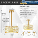 12” 3-Light Modern Crystal Chandeliers Gold Dinning Room Light Fixture, Round Pendant Light Kitchen Island Chandelier, Flush Mount Ceiling Light for Living Room Entryway Bedroom Foyer by CozyNest Decor